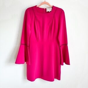 Charles Henry Fuchsia Pink Bell Sleeve Cocktail Mini Dress sz Small
